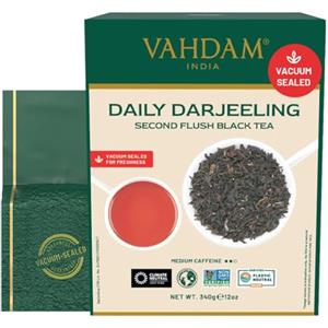 VAHDAM, Tè Nero Darjeeling in Foglie dall'Himalaya (170+ Tazze, 340g) Puro Te Darjeeling Non Miscelato | The Nero in Foglie Confezionato Direttamente in India per la Massima Freschezza