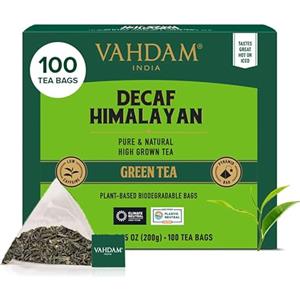 VAHDAM Tè Verde Decaffeinato dell'Himalaya | 100 Filtri Piramidali | Senza Caffeina | Tè Verde Indiano Premium | Foglie Naturali | Tè di Alta Quota | Confezionato in India