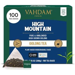 VAHDAM, Tè Oolong dall'Himalaya (100 Bustine di Tè) - 100% naturale, disintossicante e snellente, perfetto per perdere peso | Tè Oolong a Foglia Lunga in Bustine Piramidali | Dall'India