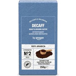 by Amazon Caffè Decaffeinato macinato, tostatura chiara, 1kg, 4 confezioni da 250g - Certificato Rainforest Alliance