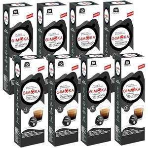Gimoka, Espresso Vellutato 100% Arabica, 80 Capsule Compatibili Caffitaly, Intensità 7/10, Aroma Equilibrato con Note di Frutta Secca e Cacao, 8 Confezioni da 10