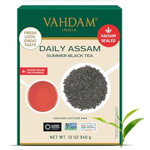 VAHDAM, Tè Nero Foglie (340g, 170+ Porzioni) Alto Tenore di Caffeina | FORTE, RICCO E MALTATO | Sottovuoto | The Nero Foglie Monorigine di Prima Qualità