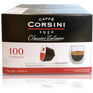CAFFÈ CORSINI 1950 Caffè Corsini - Capsule Caffè Compatibili DolceGusto, Classico Italiano, Gusto Deciso, 100 Capsule