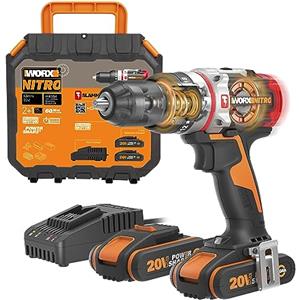 Worx WX354 Trapano avvitatore tassellatore brushless Slammer 60nm-20V con 2 batterie da 2.0Ah