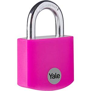 Yale Lucchetto in alluminio YE3B/38/119/1/P rosa, corpo 38mm, arco in acciaio, 3 chiavi