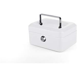 Pavo - Cassetta portavalori in metallo, 15 x 12 x 8 cm, con 2 chiavi e vassoio per il cambio rimovibile, colore: Bianco