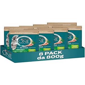 PURINA ONE Bifensis Crocchette per Gatti Adulti Ricco in Tacchino e Cereali Integrali 8 Sacchi da 800g