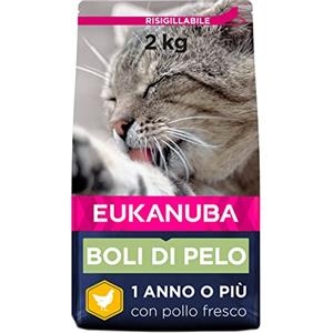 Eukanuba, Linea Hairball Control, Alimento Completo per Gatti Adulti, Crocchette di Pollo 2 Kg