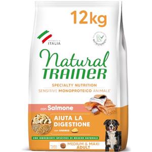 Trainer Sensitive No Gluten mm Adult Con Salmone E Cereali Integrali, Agnello, 12 kg