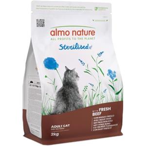 Almo Nature Sterilised - Crocchette Gatto Sterilizzato con Manzo Fresco - A Basso Contenuto di Magnesio e con Fibre per il Controllo del Peso - Sacco da 2kg