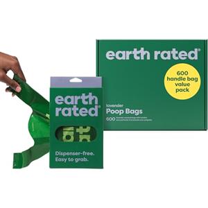 Earth Rated Sacchetti igienici per cani con manici, extra larghi, facili da annodare e a prova di perdite, profumati alla lavanda, 600 sacchetti con manici