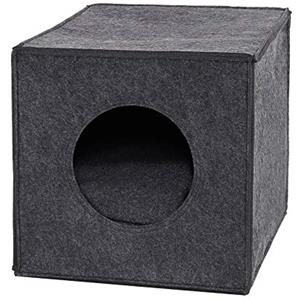 lionto Tana per gatti in feltro stabile adatta a scaffali e sistemi modulari, 33x37x33 cm, cuccia pieghevole a cubo autoportante, facile da pulire con cuscino accogliente, grigio scuro