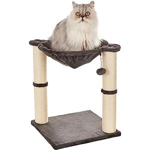 Amazon Basics Albero per gatti con amaca e palo tiragraffi, 40,6 x 50,8 x 40,6 cm, grigio