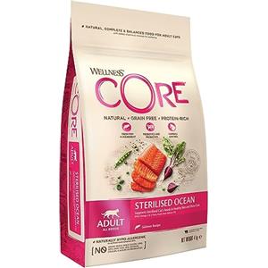 WELLNESS CORE Ocean Sterilizzato 4 kg, Salmone - Crocchette per Gatti Sterilizzati, Senza Cereali, Naturale, Ipoallergenico, Ricco di Proteine, Alto Contenuto di Pesce, Pelle Sana & Pelo Lucido