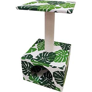 Croci Green Leaves - Tiragraffi Alto a Colonna 55 cm con Cuccia, per Gatti Adulti Grandi e Piccoli, Tiragraffi graffiatoio ad Albero, Giochi per Gli Animali, Gioco calmante per Gatti