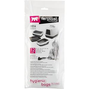 Ferplast Sacchetti Igienici di Ricambio per Lettiere Toilette Gatto, Confezione da 12 Sacchetti, Dimensioni 50 x 38,5 cm.