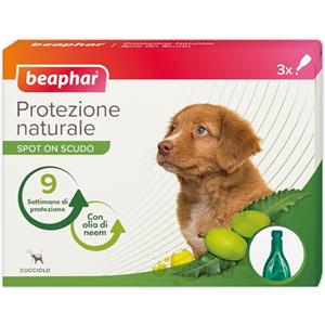 Beaphar Protezione Naturale, Spot-On Scudo per Cucciolo, con Olio di Neem e Piretro Vegetale, 9 Settimane di Protezione, 3 Pipette da 2 ml