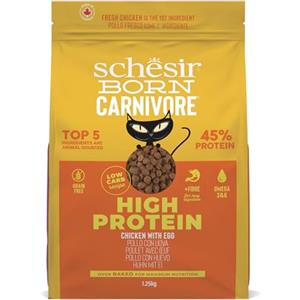 Schesir Born Carnivore, al gusto Pollo e Uovo, Crocchette per Gatti adulti Cotte al forno (Sacco da 1,25kg)