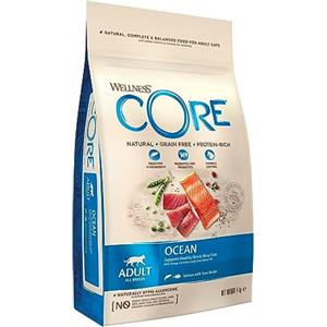 Wellness CORE Ocean 4 kg, Salmone/Tonno - Crocchette per Gatti Adulti, Senza cereali, Naturale, Ipoallergenico, Ricco di Proteine, Alto Contenuto di Pesce, Pelle Sana & Pelo Lucido