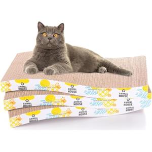 Animal House Set 3 Pezzi Tiragraffi per Gatti in Cartone per il Divertimento dei Tuoi Amici Felini, 2 strati riversibili (Ondulato, 3)