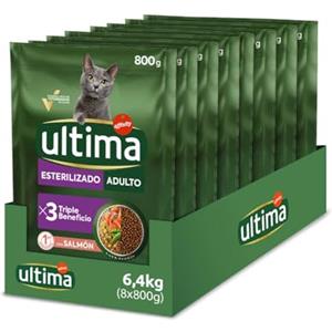 Ultima Sterilizzati Adult Salmone - Crocchette per gatti - Confezione da 8 x 800g - Totale 6,4kg