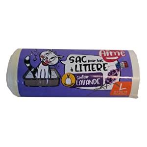 Aimé - Sacchetti lettiera gatto - Confezione da 8 sacchetti formato universale 55x38.5 cm - Sacchi per lettiera per gatti con manici richiudibili - Sacchetti per lettiera al profumo di lavanda