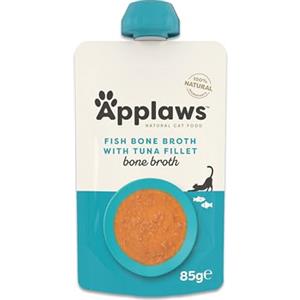 Applaws Cibo Umido per Gatti 100% Naturale - Topping di Brodo di Pesce con Tonno, in Bustine con Beccuccio da 85g
