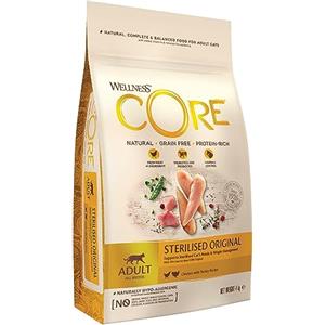 Wellness CORE Original Sterilizzato 4 kg, Pollo/Tacchino - Crocchette Per Gatti Sterilizzati, Senza cereali, Naturale, Ipoallergenico, Ricco di Proteine, Alto Contenuto di Carne, Per un Peso Ideale