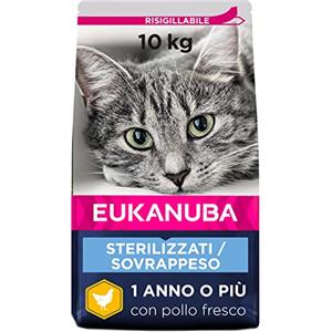 Eukanuba Sterilised/Weight Control - Alimento Completo per il controllo del peso di Gatti Adulti, Crocchette al Pollo - 10 Kg