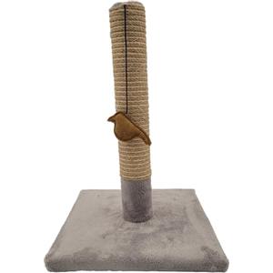 Tyrol | Tiragraffi per gatti 42 cm | Tiragraffi gatto in sisal e poliestere resistente, forma semplice con giocattolo uccello, raschietto gatto dal design moderno, colore grigio chiaro, 30 x 30 cm