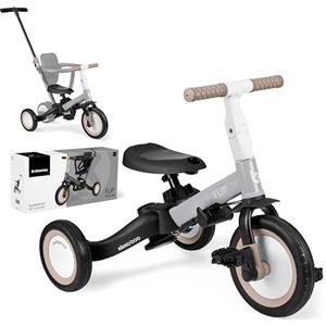 Kikka Boo KikkaBoo Triciclo Evolutivo 5 in 1 per Bambini da 1 a 5 Anni FLIP, Triciclo Passeggino con Maniglione Regolabile, Con o Senza Pedali, Trasformabile in Bicicletta, Grigio