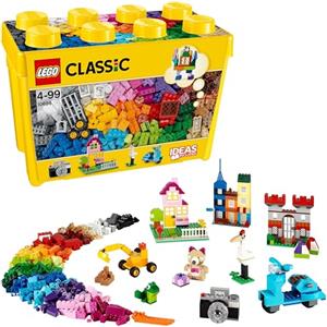 LEGO 10698 Classic Scatola Mattoncini Creativi Grande, Set per Costruire Macchina Fotografica, Vespa e Ruspa Giocattolo, Giochi per Bambini e Bambine da 4 Anni, Contenitore Idee Creative, Idea Regalo