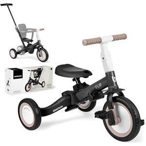 Kikka Boo KikkaBoo Triciclo Evolutivo 5 in 1 per Bambini da 1 a 5 Anni FLIP, Triciclo Passeggino con Maniglione Regolabile, Con o Senza Pedali, Trasformabile in Bicicletta, Nero