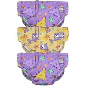 Bambino Mio, Costumino Contenitivo, 3 Pannolini Lavabili A Prova di Perdite, (Razze viola) Stiloso e Leggero, (1-2 anni)