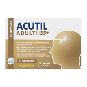 Acutil Adulti 55+, Integratore Alimentare a Base di Calcio, Zinco, Magnesio e Vitamine B, Contribuisce alla Normale Funzione Cognitiva e Muscolare, e al Mantenimento delle Ossa Normali, 24 Compresse