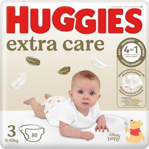 Huggies Extra Care, Pannolini Taglia 3 (6-10Kg), Ultra assorbente, Design Disney, Pacco Scorta, 80 Pz