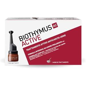 BIOTHYMUS Active Uomo, 10 Fiale Anticaduta Capelli Uomo, Trattamento Attivo con Formula Intensiva ad Azione Prolungata, 1 Mese di Trattamento