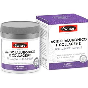 SWISSE Collagene e Acido Ialuronico - Collagene Integratore Donna Uomo con Vitamina C, E, Rame Protegge dallo Stress Ossidativo per Pelle Elastica, Integratori Attenua Rughe 30 Compresse Made in Italy