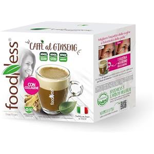 foodNess - 1 Box da 10 Capsule di Ginseng con Collagene, Capsule Compatibili con Sistema Dolce Gusto, Preparato Solubile al Caffè e Ginseng, Senza Glutine, Lattosio, Grassi Idrogenati e Zuccheri