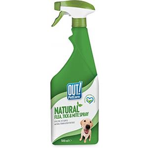 OUT! Spray naturale contro pulci, zecche e acari per cani, 500 ml