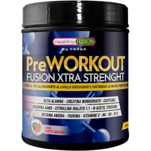 Healthy Fusion Pre workout Potente Pre-Allenamento | Beta Alanina + L-Arginina AAKG + Creatina + Caffeina + Taurina| Promuove lo sviluppo muscolare | Aumenta il rendimento fisico | Gusto Anguria 300 g