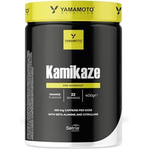 YAMAMOTO NUTRITION Kamikaze 400 gr, Integratore Alimentare per Sportivi con L-Citrullina, Glutatione Setria, Caffeina, Creatina e BCAA, Funzione Anticatabolica ed Energetica, Gusto Arancia