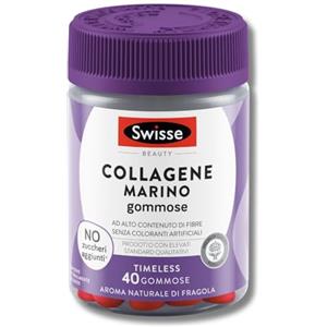 SWISSE Beauty - Collagene Marino 100% per Mantenimento Strutturale della Pelle in Salute, Integratore Alimentare Donna e Uomo con Peptidi di Collagene, 40 Pastiglie Gommose, Aroma Naturale di Fragola