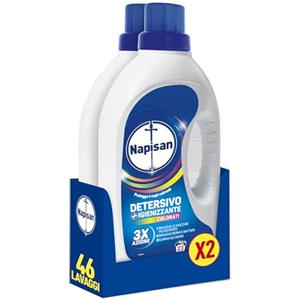 Napisan Detersivo Lavatrice Liquido Igienizzante Capi Colorati, 2 confezioni da 1.15 l da 23 Lavaggi di Detersivo Lavatrice Liquido