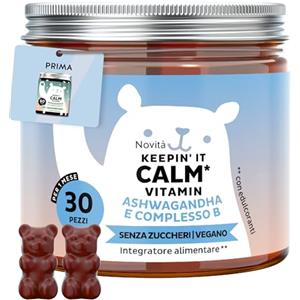 Bears with Benefits Keepin' It Calm Vitamin - Gommose con Ashwagandha - Sonno, Ansia e Stress - Complesso B con vitamine B12, B1, B2 e B6, L-teanina - 30 pezzi (1 mese) - Vegano, Senza zucchero - Bears with Benefits