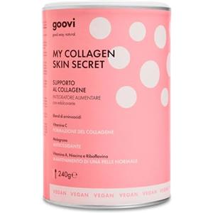 Goovi, My Collagen Skin Secret, Integratore Alimentare Utile per Supportare la Formazione del Collagene e il Mantenimento di una Pelle Normale, 240g