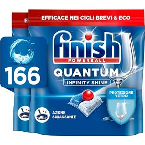 Finish Quantum Infinity Shine Pastiglie Lavastoviglie, 166 Capsule Lavastoviglie, Detergenti per Lavastoviglie