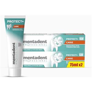 Mentadent Professional Dentifricio Protect+ Carie, Remineralizza e Protegge i Denti dalla Carie, Rinforza lo Smalto, con Minerali Bio-compatibili e con Fluoro, Formato 2x75 ml