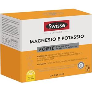 Swisse Magnesio e Potassio FORTE - Integratore Potassio e Magnesio in Polvere Uomo e Donna con Vitamine e Sali Minerali, Integratori Stanchezza e Recupero Muscolare, 24 Bustine al Limone Made in Italy