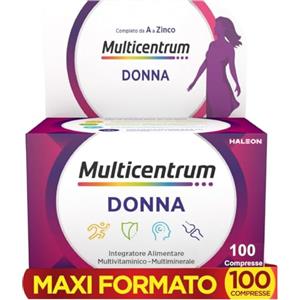 Multicentrum Donna Integratore Multivitaminico completo per donna, con Vitamina D, K, Acido Folico, Calcio, Ferro, per combattere stanchezza e affaticamento, 100 Compresse